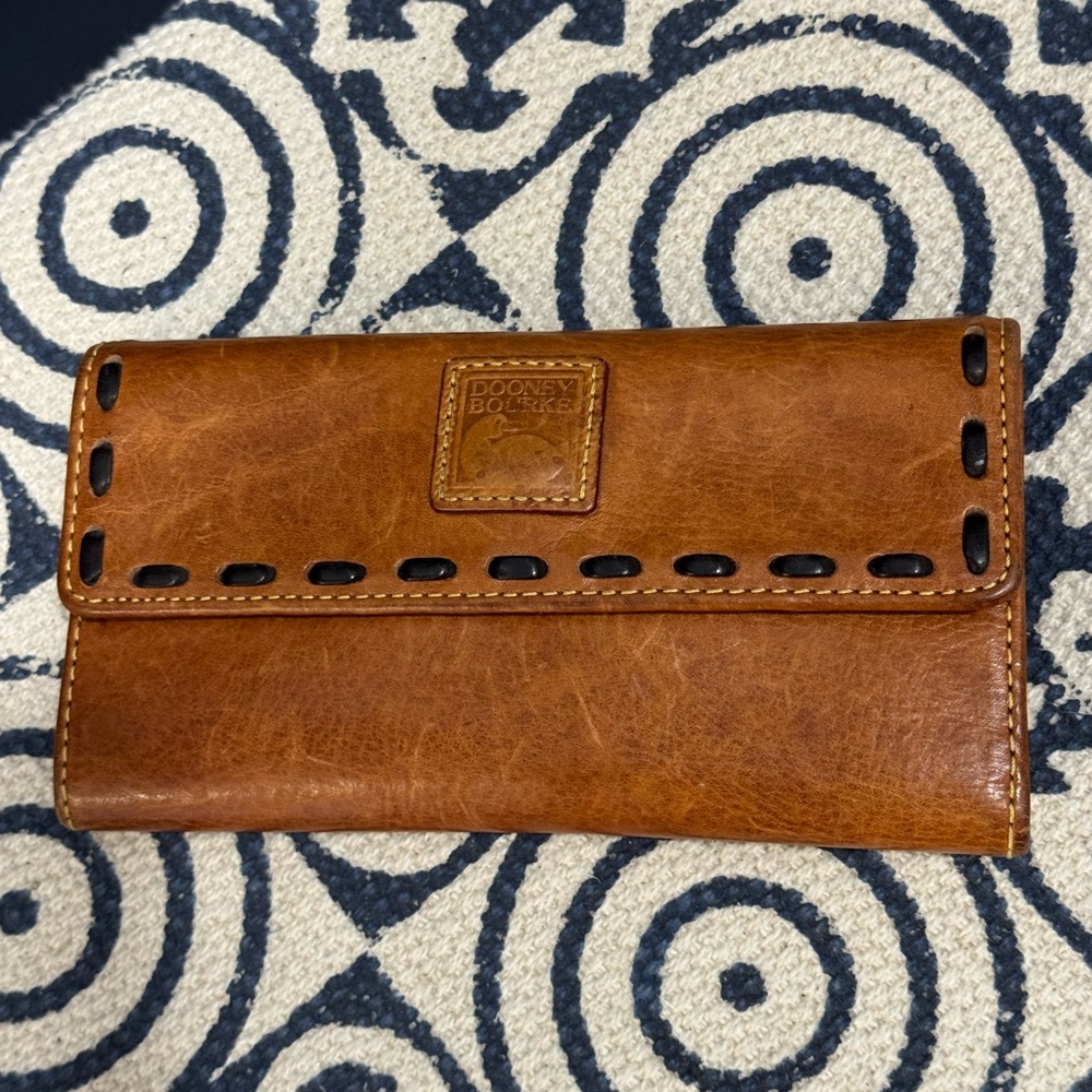 Dooney & Bourke Tan/Brown Leather Zip Wristlet